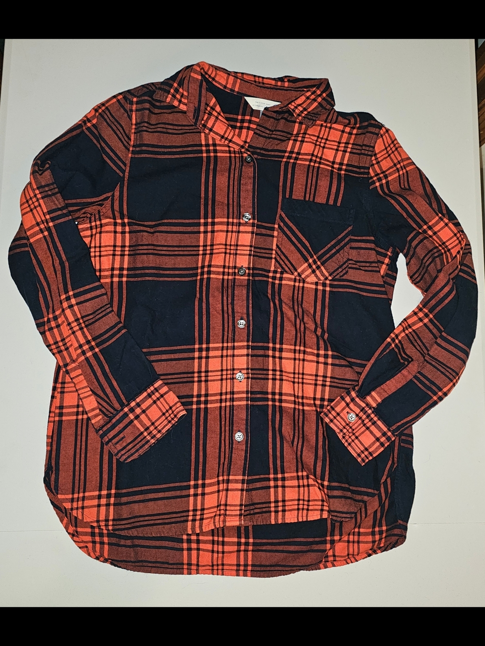 Old Navy Red-Orange and Navy Blue Flannel